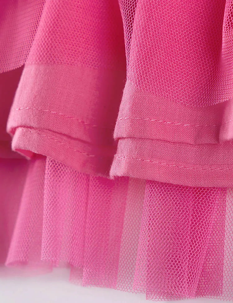 Cute Mouse Applique Long Sleeve Tulle Dress