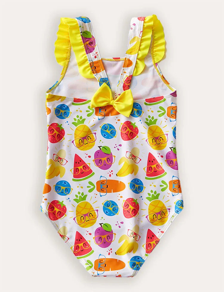 Cartoon Fruit Print One-piece Swimsuit