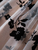 Flower Embroidered Fly-sleeved Tulle Dress