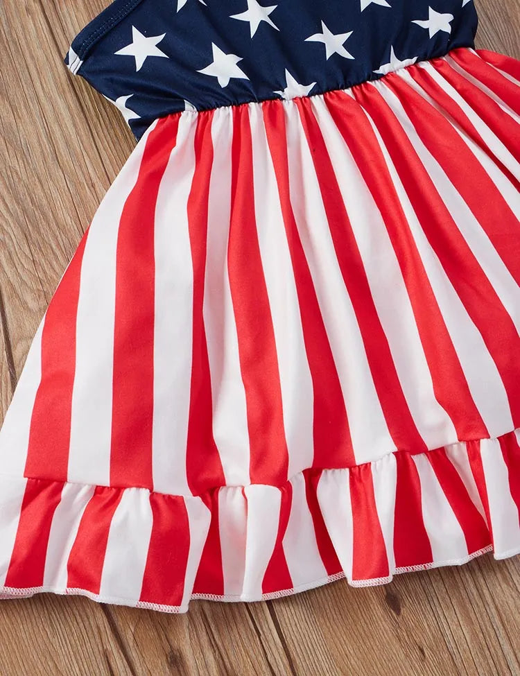 Independence Day Suspender Bow Dress