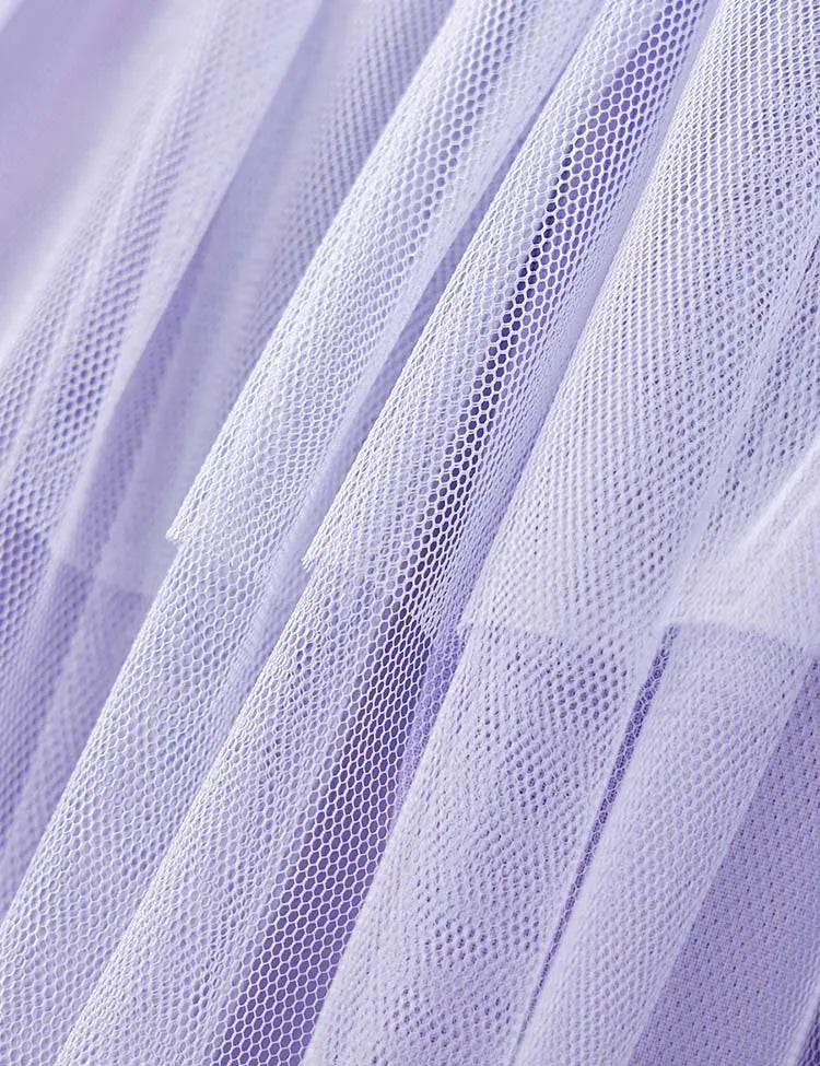 Fleece Star Print Long Sleeve Tulle Dress