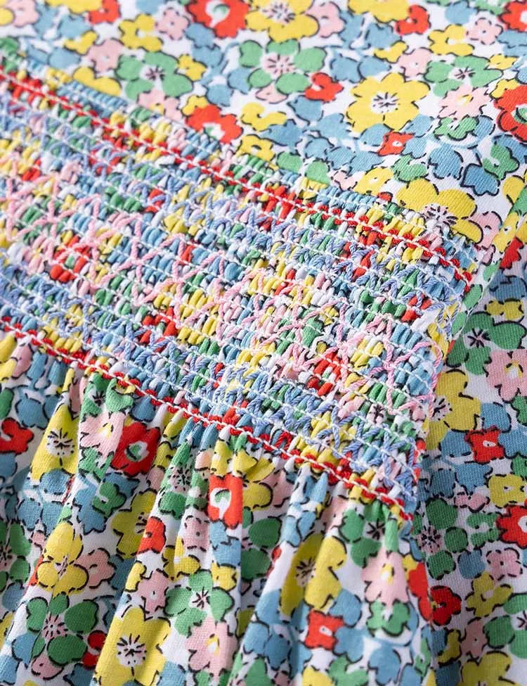 Floral Print Long-sleeved Cotton Dress