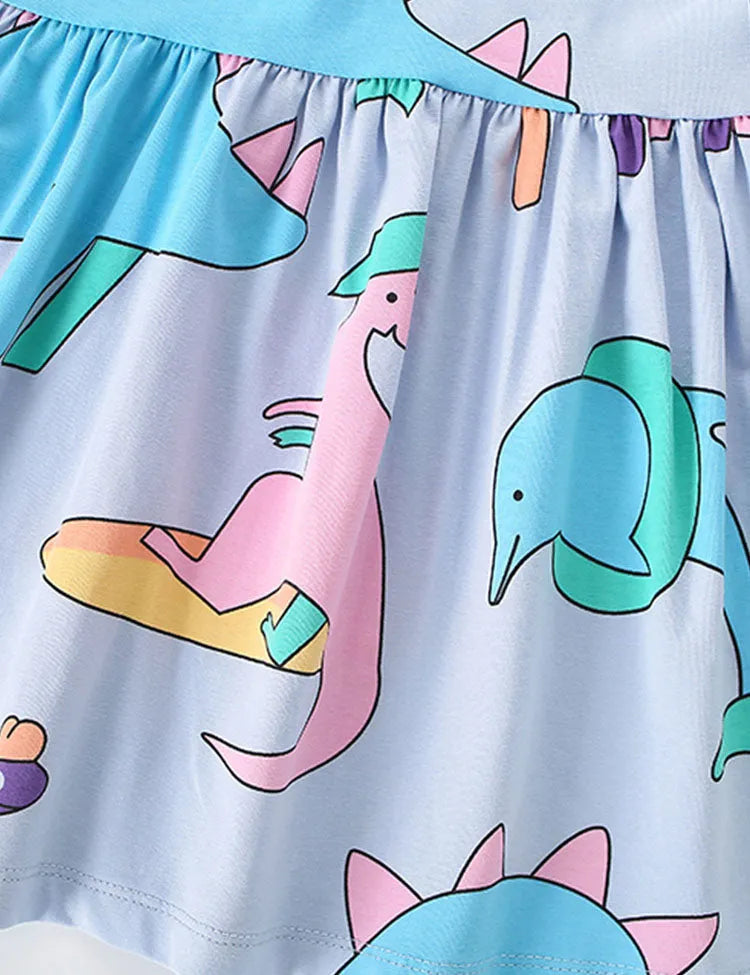 Cartoon Animal Print Cotton Dress