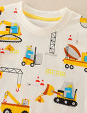 Cartoon Construction Car Printed Short Sleeve T-Shirt