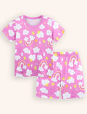 Rainbow Cloud Printed Short Sleeve Pajama Set