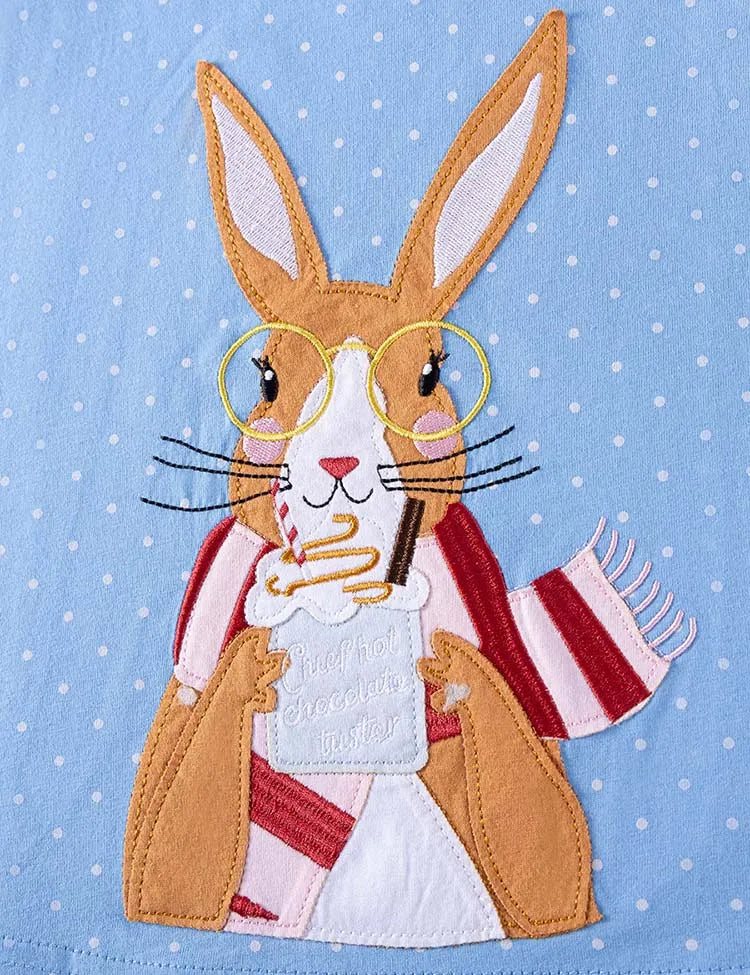 Big Bunny Appliqué Long Sleeve Dress