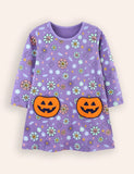 Halloween Applique Long Sleeve Dress