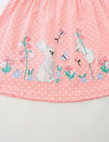 Cute Bunny Applique Long Sleeve Dress