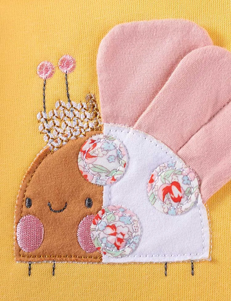 Cute Butterfly Applique Long Sleeve Dress