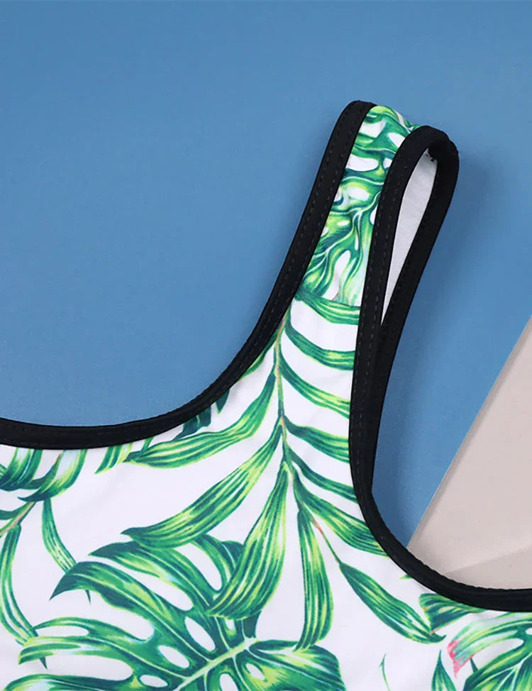 Letter Print Sports Split Swimsuit