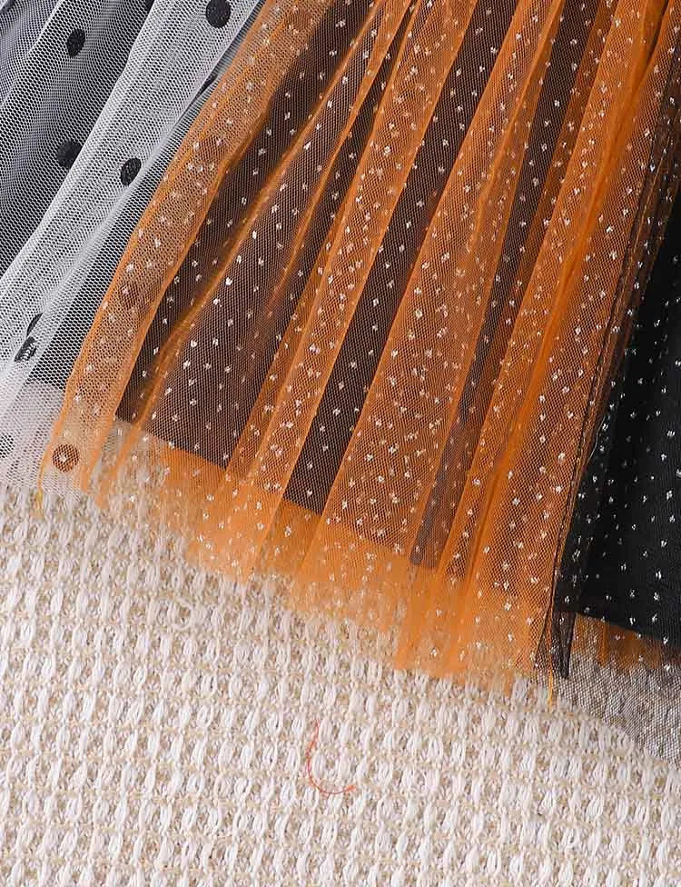 Halloween Polka Dot Tulle Dress Cape Two-piece Set