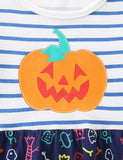 Halloween Pumpkin Appliqué Long Sleeves Dress