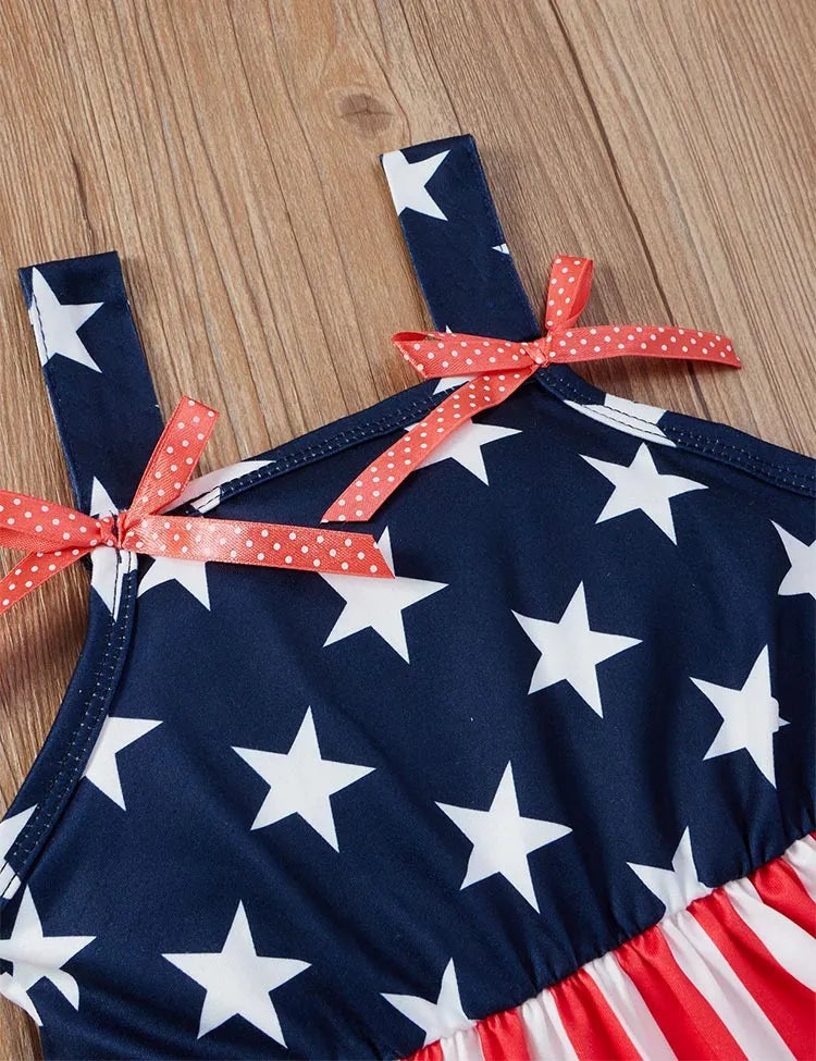 Independence Day Suspender Bow Dress