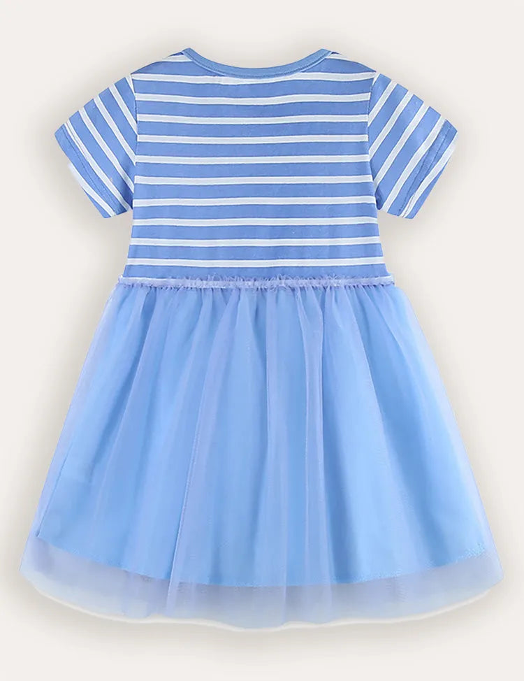 Butterfly Flower Embroidered Tulle Dress