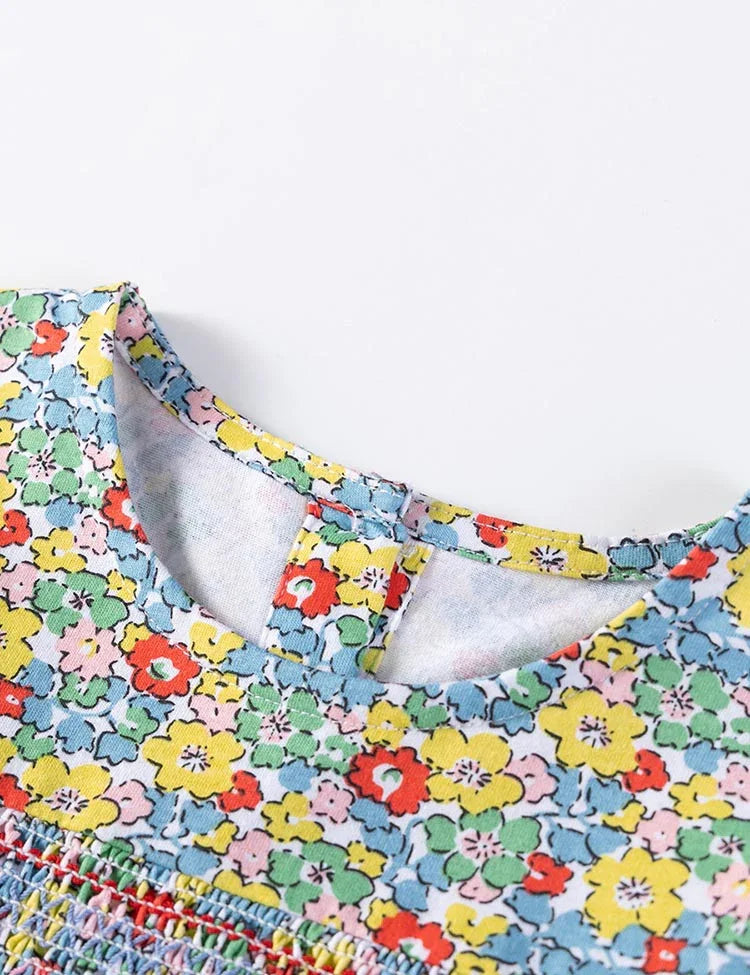 Floral Print Long-sleeved Cotton Dress