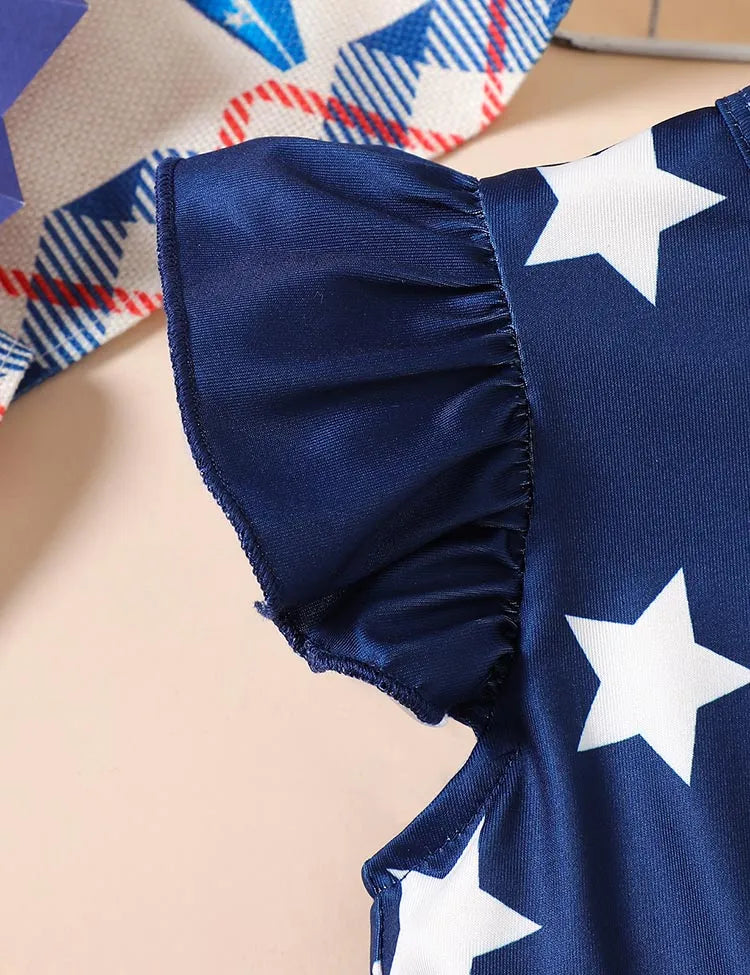 Independence Day Star Striped Bow Sleeveless Dress