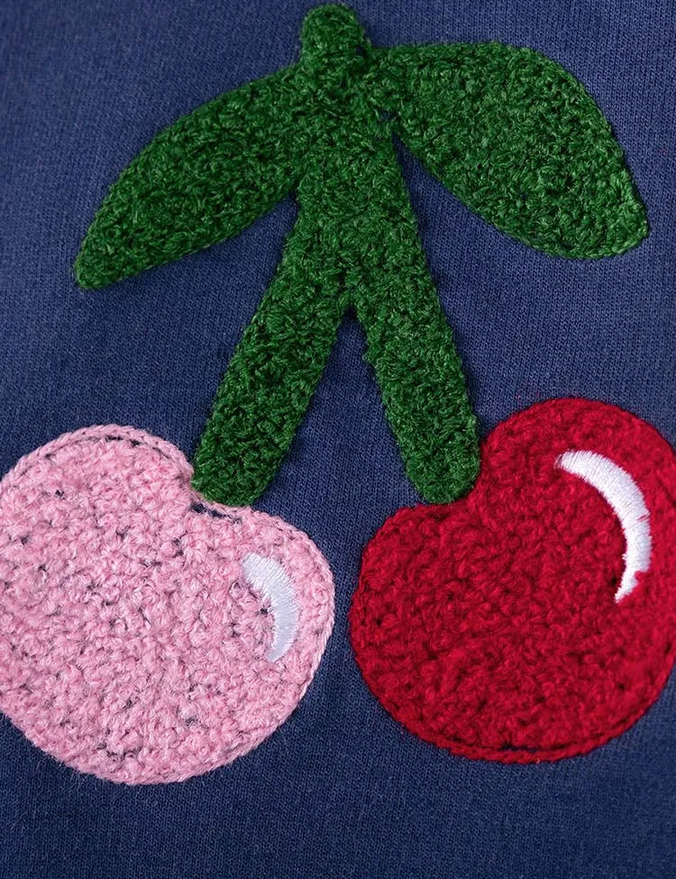 Cherry Appliqué Long Sleeve Dress