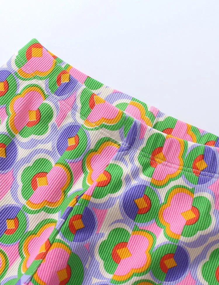 Cloud Applique Short-sleeved T-shirt and Printed Leggings Set