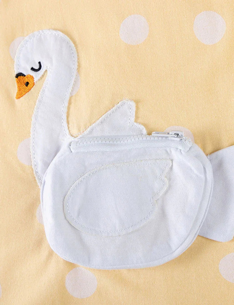 Swan Appliue Bag Long Sleeve Dress