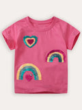 Rainbow Sequin Short Sleeve T-shirt