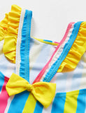 Colored Irregular Striped One-Piece Swimsuit