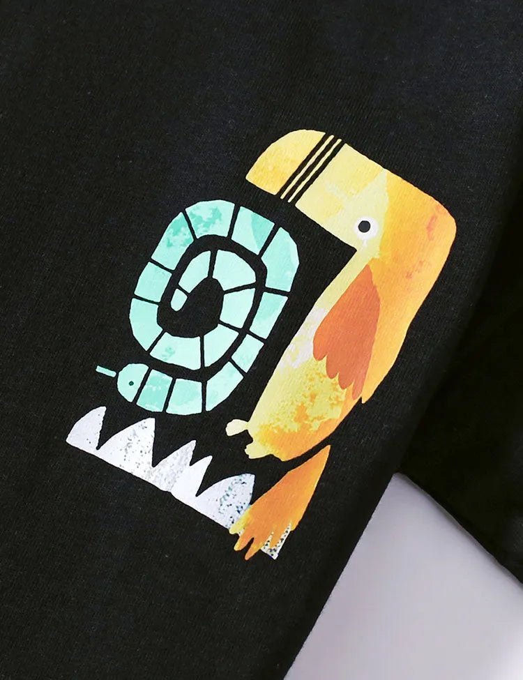 Cute Animal Print Short Sleeve T-Shirt and Shorts Set