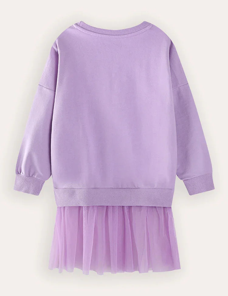 Fairy Embroidered Sweatshirt Tulle Dress