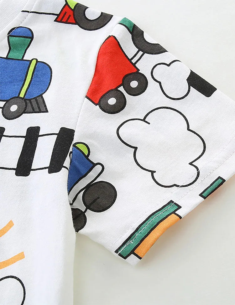 Cute Train Print Short-sleeved T-shirt