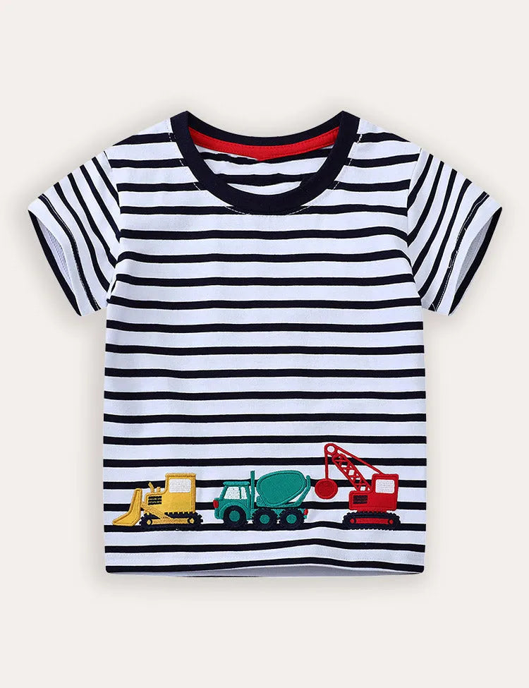 Excavator Applique Short Sleeve T-Shirt