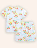 Rainbow Cloud Printed Short Sleeve T-Shirt Pajama Set