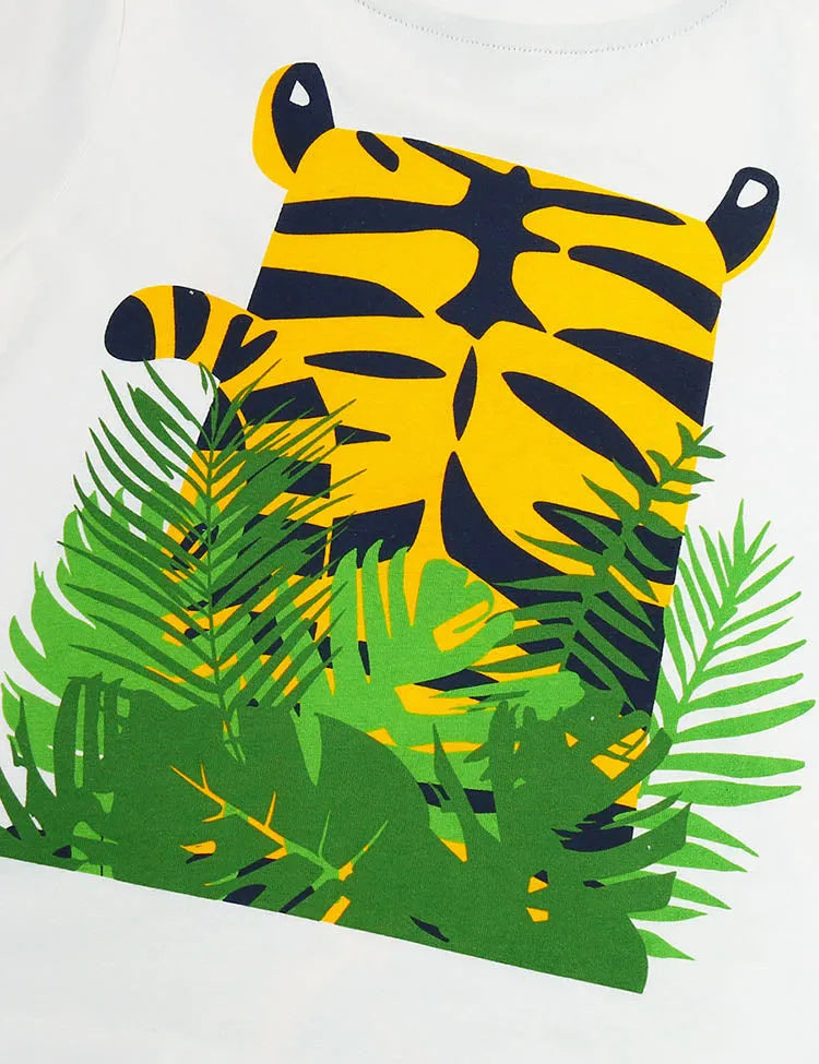Tiger Jungle Printed Short Sleeve T-shirt and Shorts Set