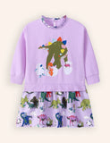Cute Dinosaur Print Long-sleeved Dress