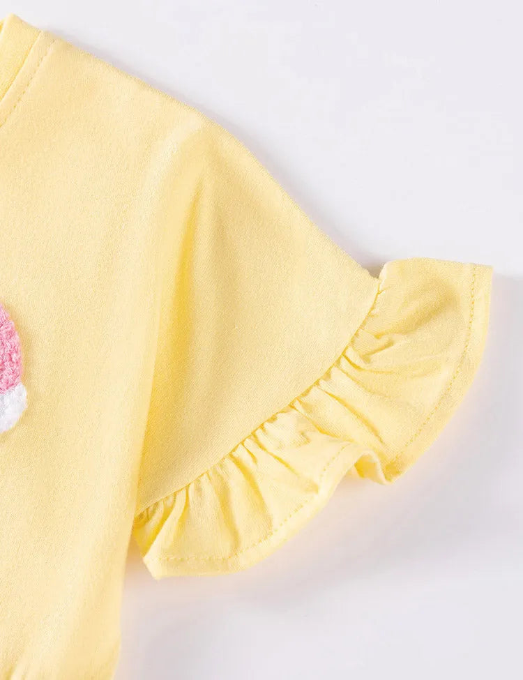 Cloud Applique Short-sleeved T-shirt and Printed Leggings Set