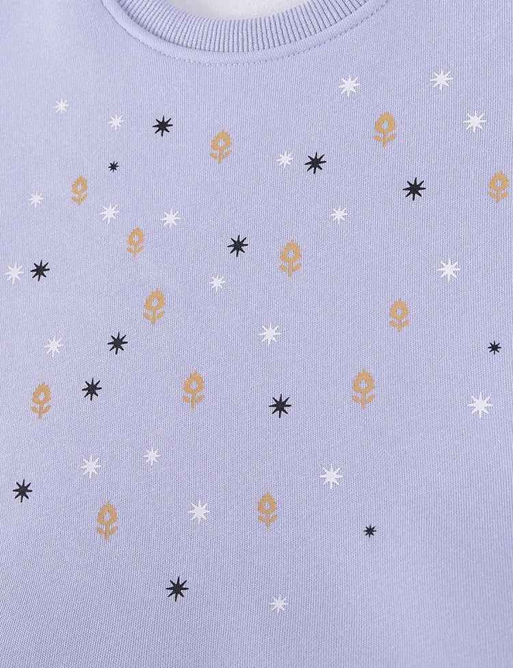 Fleece Star Print Long Sleeve Tulle Dress