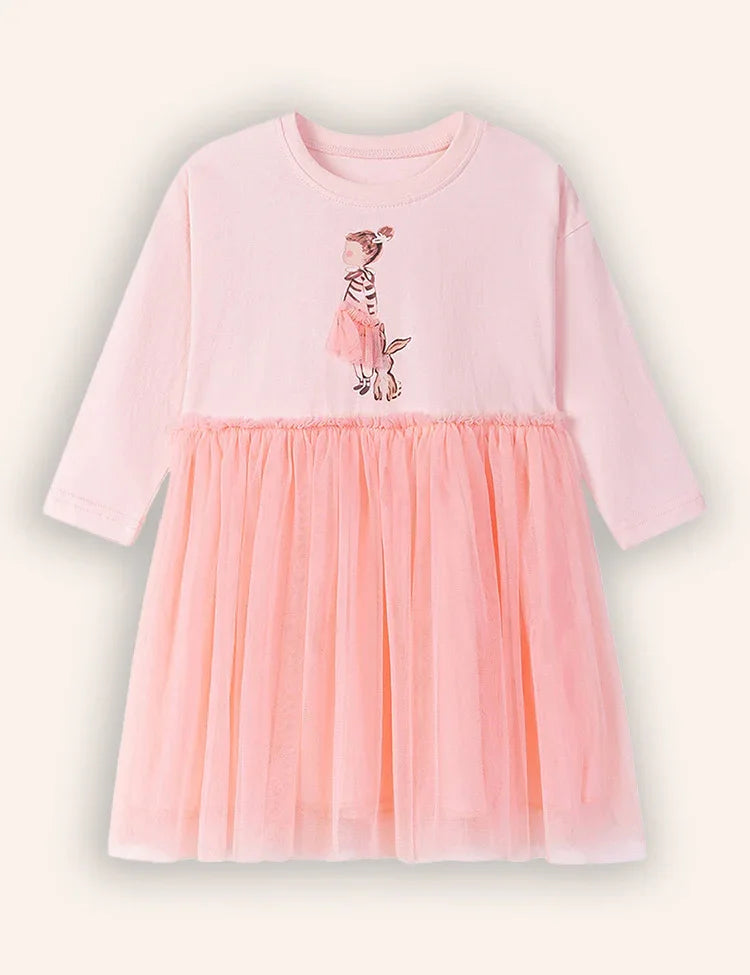 Cute Girl Long Sleeve Tulle Dress