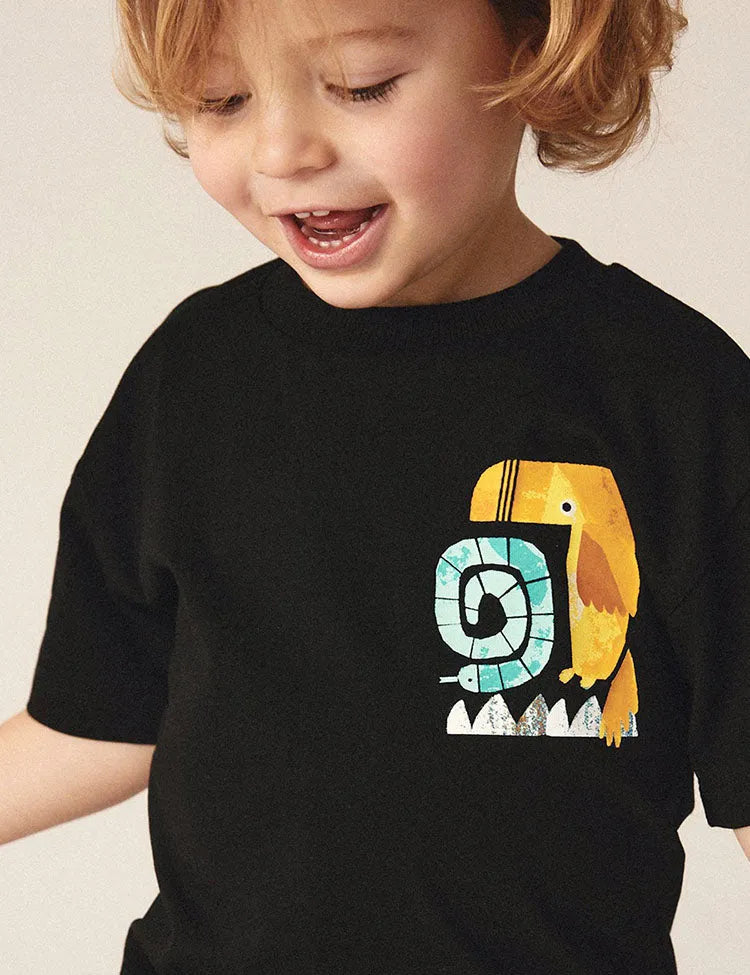 Cute Animal Print Short Sleeve T-Shirt and Shorts Set