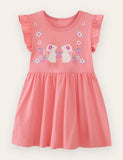 Flower Mouse Embroidered Cotton Dress