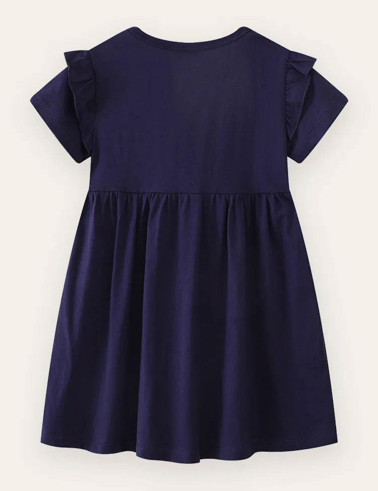 Unicorn Embroidered Polka Dot Dress