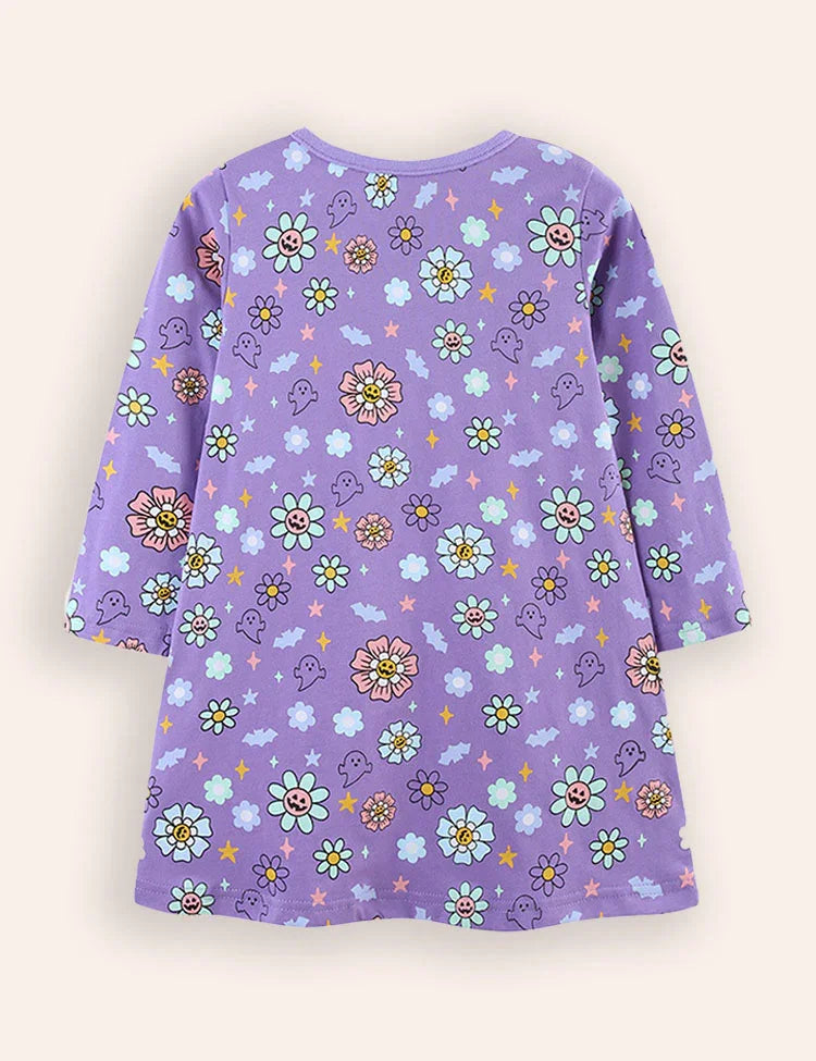 Halloween Applique Long Sleeve Dress