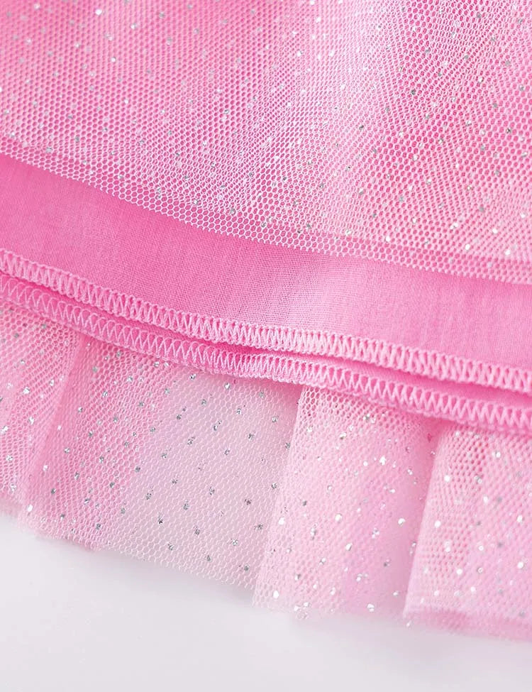 Unicorn Print Tulle Long Sleeve Dress