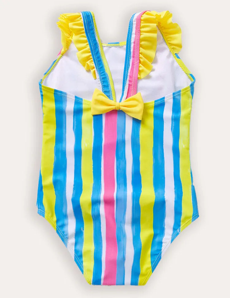 Colored Irregular Striped One-Piece Swimsuit