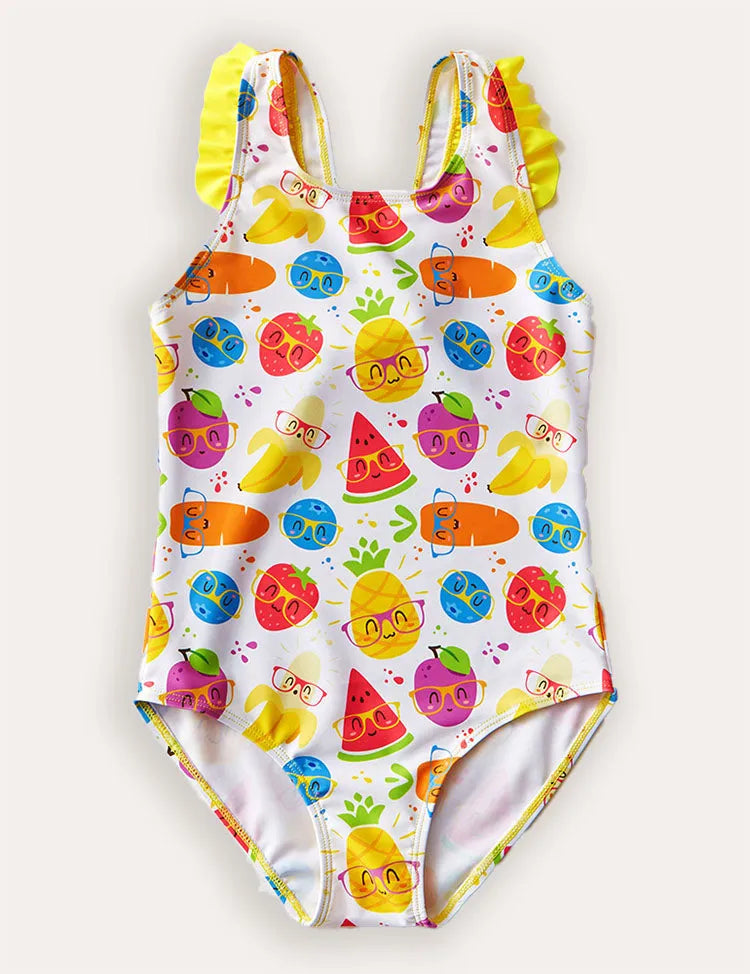 Cartoon Fruit Print One-piece Swimsuit