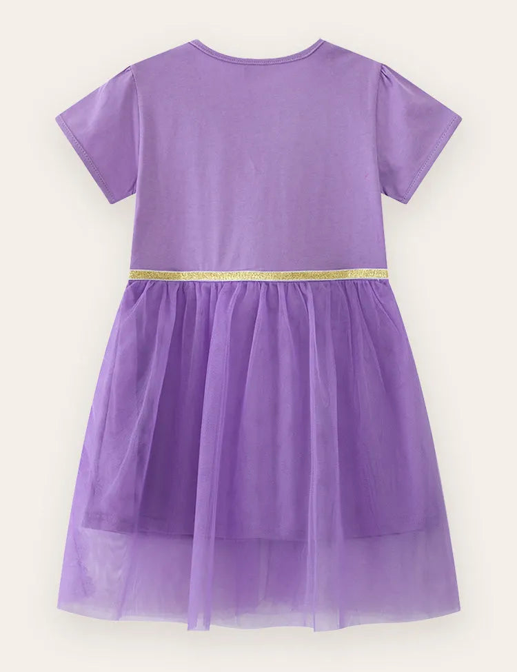 Unicorn Flower Appliqué Tulle Dress