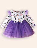 Halloween Pumpkin Long-sleeved Tulle Dress