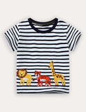 African Animals Applique Short Sleeve T-Shirt