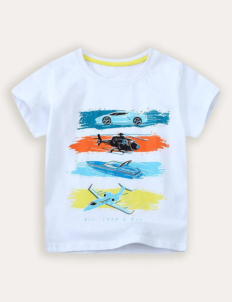 Airplane Print Short-sleeved T-shirt