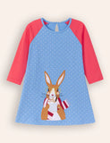Big Bunny Appliqué Long Sleeve Dress