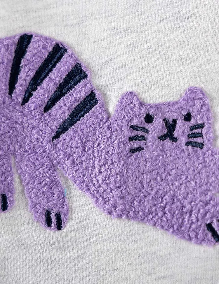 Cute Puppy Appliqué Long Sleeve Dress