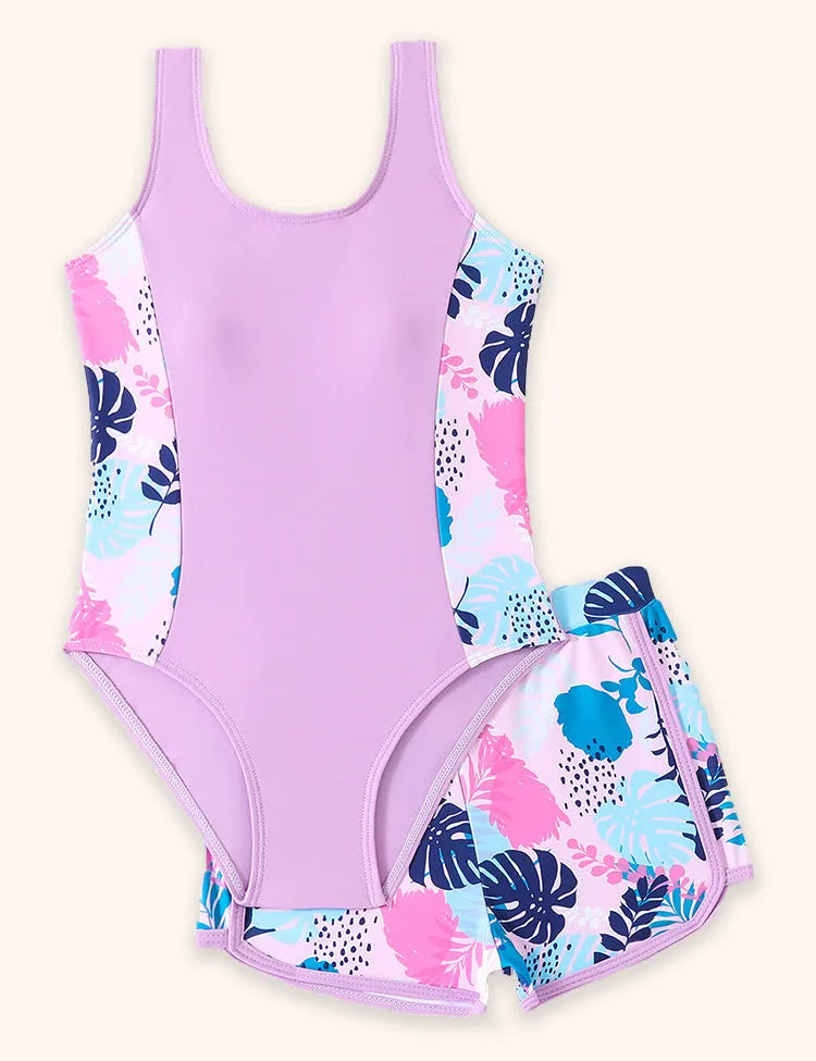 Leaf Printed Swimsuit Set