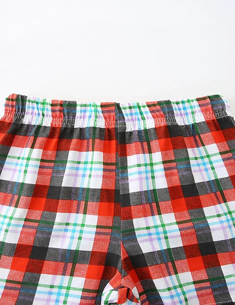 Ladybug Plaid Embroidered T-Shirt and Shorts Set